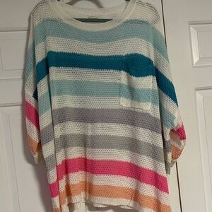 Lightweight Striped Knit Sweater - Multi-Color